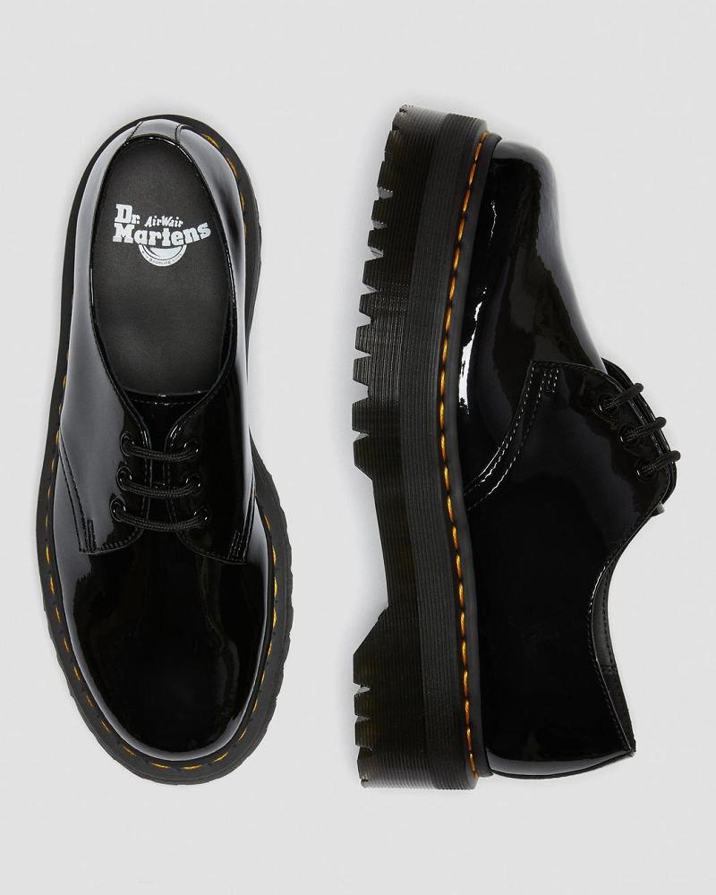 Dr Martens 1461 Lak Læder Platform Oxford Sko Dame Sort | DK 364DFM